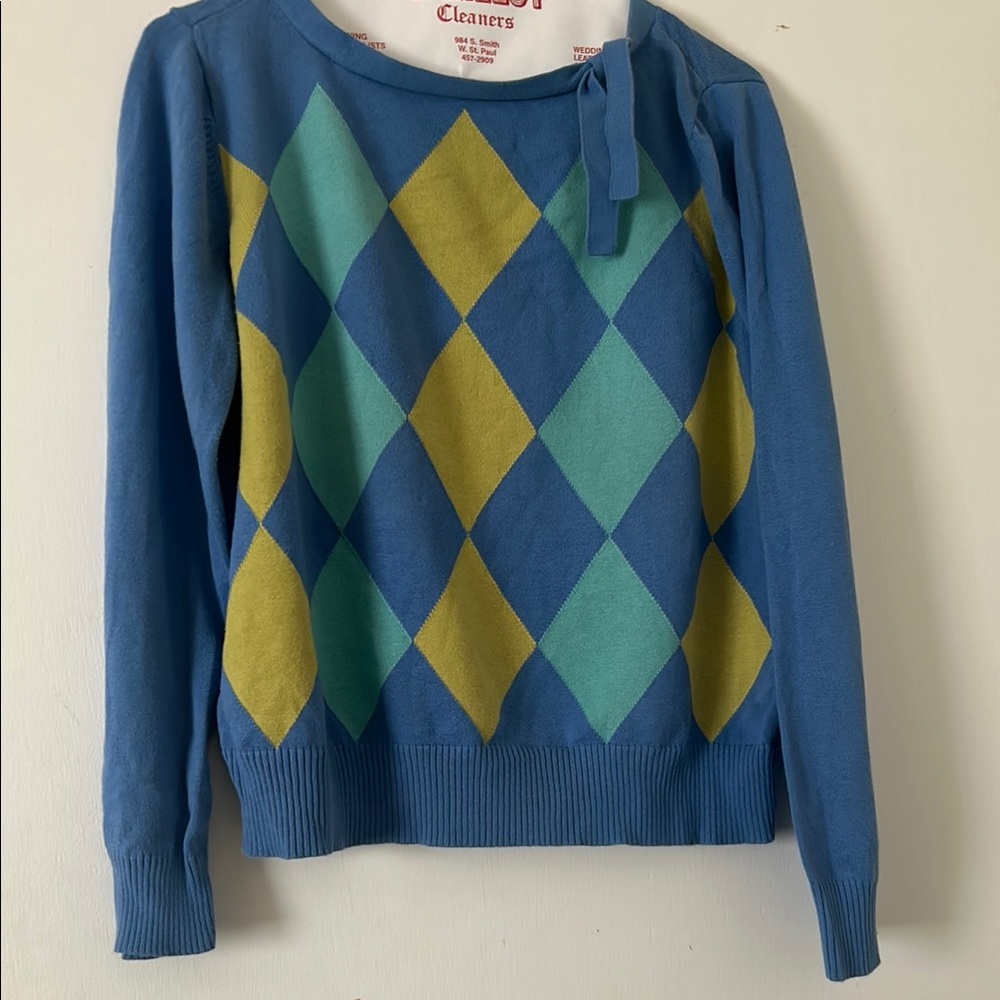 Blue and Yellow Argyle Sweater